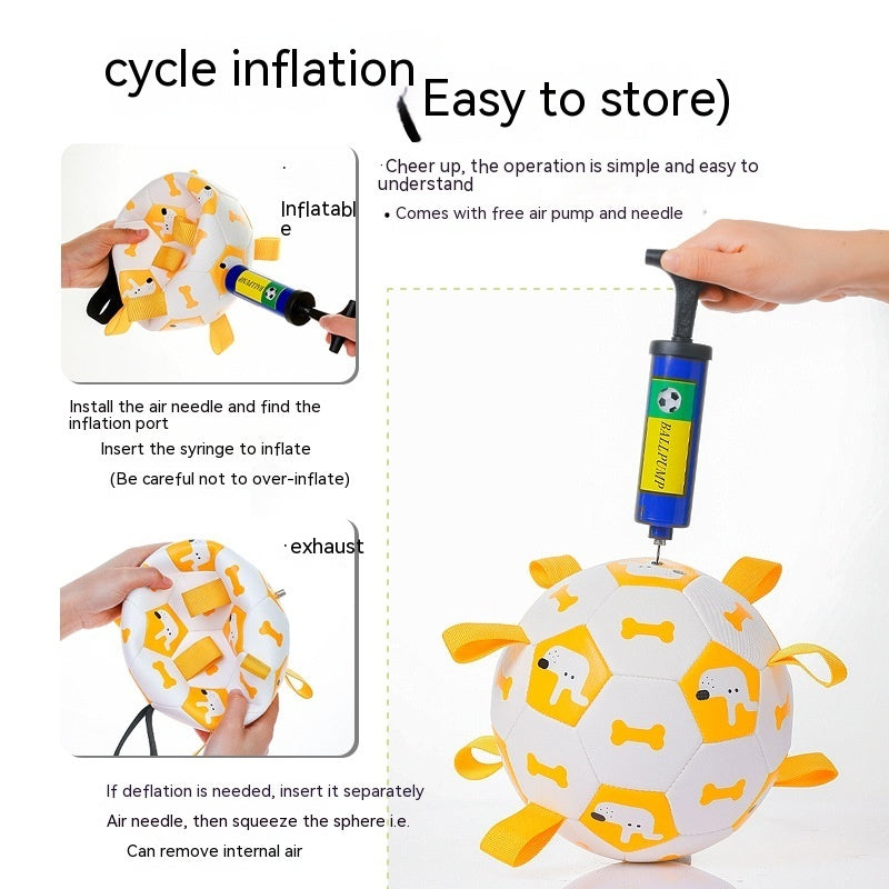 Balle de foot pour chien avec poignées