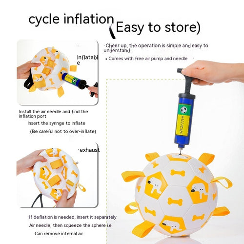 Balle de foot pour chien avec poignées